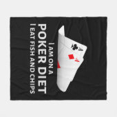 Ich esse Poker und esse Fisch und Chips Fleecedecke (Vorderseite (Horizontal))