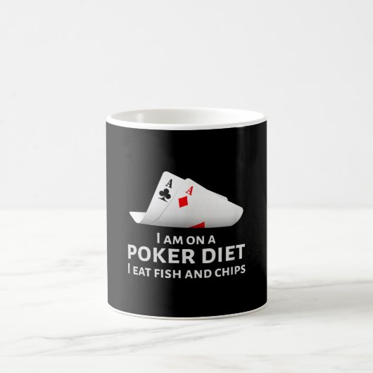 Ich esse Poker und esse Fisch und Chips Kaffeetasse (Mittel)