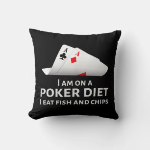 Ich esse Poker und esse Fisch und Chips Kissen
