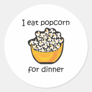 Ich esse Popcorn für das Abendessen Funny Design Runder Aufkleber