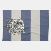 Ich esse Sorrow: Happy Goat and Daisies (Streifen) Geschirrtuch (Horizontal)