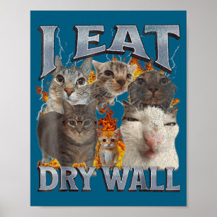 Ich esse Trockenbau Funny Cat Meme Bootleg Grafik Poster