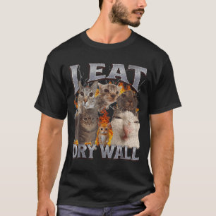 Ich esse Trockenbau Lustiges Katzen-Meme-Bootleg-G T-Shirt