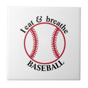 Ich esse u. atme Baseball Fliese