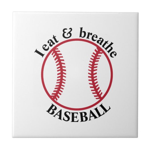 Ich esse u. atme Baseball Fliese (Vorderseite)