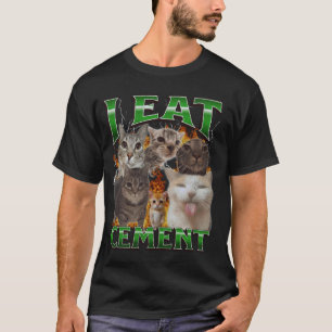 Ich esse Zement Lustige Katze Meme Bootleg Grafik T-Shirt