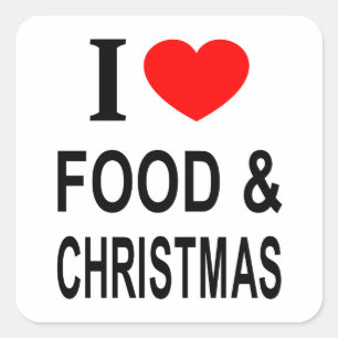 Ich ❤️ ESSEN & WEIHNACHTEN Ich liebe Essen & Weihn Quadratischer Aufkleber