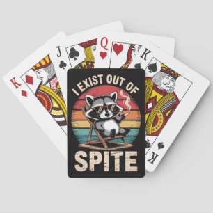 Ich existiere aus Trotz Lustiger Waschbär Vintage Spielkarten