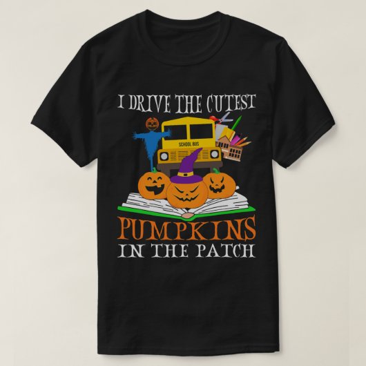 Ich fahre die Niedlichen Kürbis in Patch Halloween T-Shirt (Design vorne)