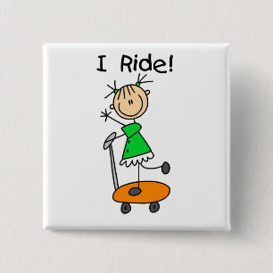 Ich fahre - Mädchen auf Roller Button