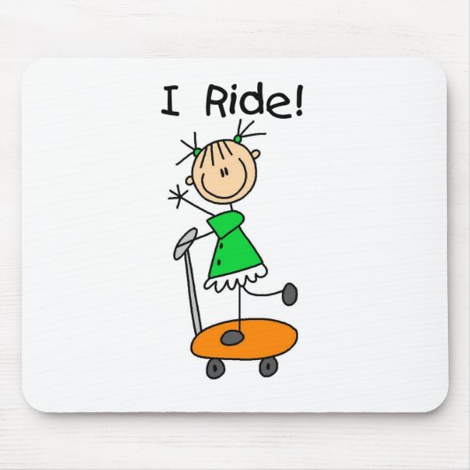 Ich fahre - Mädchen auf Roller Mousepad (Vorne)