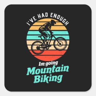 Ich fahre mit dem Mountainbike Quadratischer Aufkleber