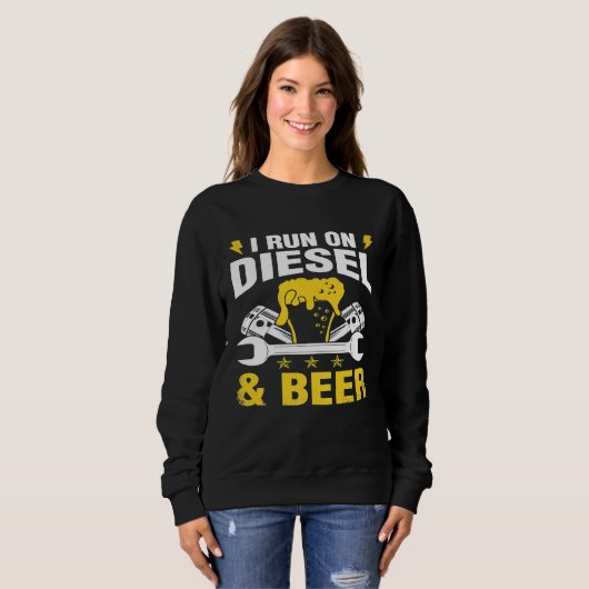 Ich fahre mit Diesel- und Bier-LKW-Mechanik Sweatshirt (Vorne ganz)
