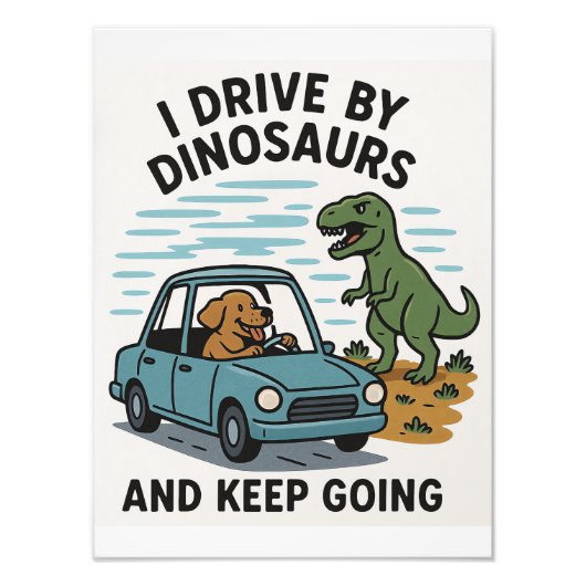 Ich fahre mit Dinosauriern und Behielt zu gehen Fotodruck (Vorne)