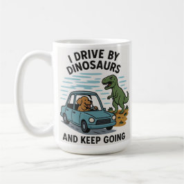Ich fahre mit Dinosauriern und Behielt zu gehen Kaffeetasse