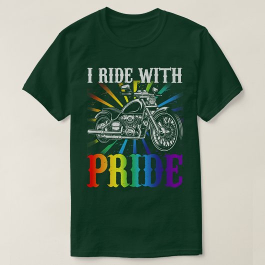 Ich fahre mit Stolz, Gay Biker, Regenbogenmotorrad T-Shirt (Design vorne)