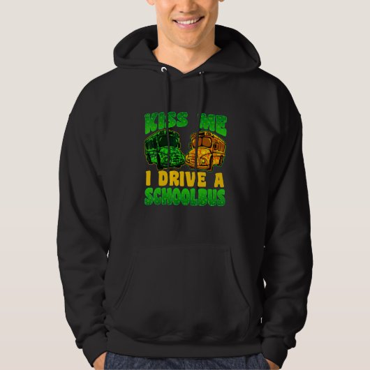 Ich fahre Schulbusfahrer St Patrick's Day Shamroc Hoodie (Vorderseite)