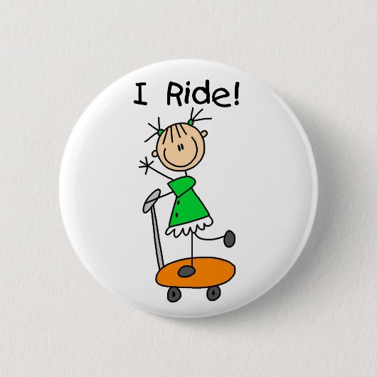 Ich Fahre Stick Figure Button (Vorderseite)