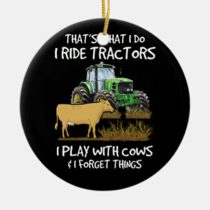 Ich fahre Traktoren, die ich mit Kühen spiele, ich Keramik Ornament