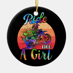 Ich fahre wie ein Girl Dirt Bike Wasserfarbe Keramik Ornament