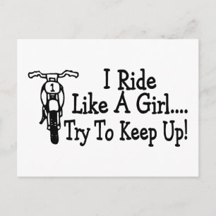 Ich fahre wie ein Mädchen und versuche, Motorrad B Postkarte