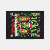 Ich fand den Weihnachtsmann-Rentier-Elfskel Fleecedecke (Vorderseite (Horizontal))