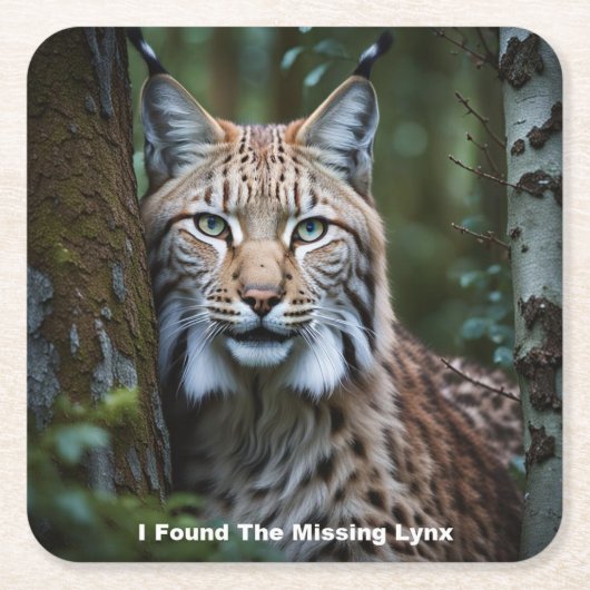 Ich fand die Vermissten Lynx-Untersetzer Rechteckiger Pappuntersetzer (Vorderseite)
