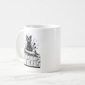 Ich fand diese Humerusschwarze Katze mit menschlic Kaffeetasse (Vorderseite Links)