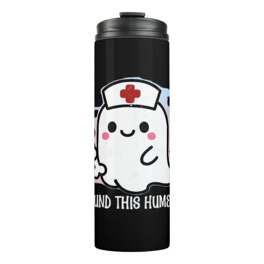 Ich fand diesen Humerus Funny Halloween Nurse Ghos Thermosbecher (Vorderseite)