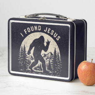Ich fand Jesus und suche immer noch Bigfoot Sasqua Metall Brotdose