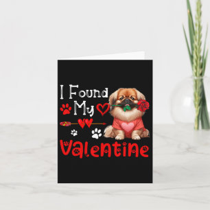 Ich fand meinen Valentins-Pekingeser mit Blumen sü Karte