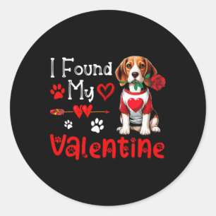 Ich fand meinen Valentinstag-Beagle mit Blumen süß Runder Aufkleber