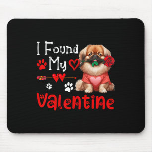 Ich fand meinen Valentinstag Pekingese Mit Blume C Mousepad