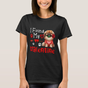Ich fand meinen Valentinstag Pekingese mit Blumen T-Shirt
