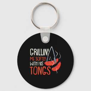 Ich fein mit seiner Tong I Grillmaster-Grillen zu  Schlüsselanhänger
