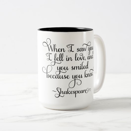 Ich fiel in Liebe und Sie lächelten - Shakespeare Zweifarbige Tasse (VorderseiteRechts)