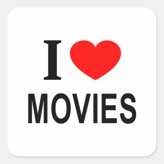 ICH ❤️ FILME I LIEBE FILME I HERZMOVIES QUADRATISCHER AUFKLEBER (Vorderseite)