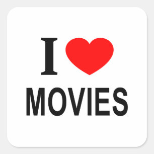 ICH ❤️ FILME I LIEBE FILME I HERZMOVIES QUADRATISCHER AUFKLEBER
