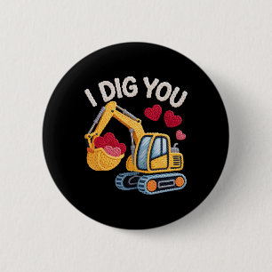 Ich finde dich süß Bagger Valentinstag Design für  Button