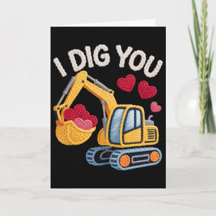 Ich finde dich süß Bagger Valentinstag Design für  Karte