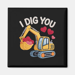 Ich finde dich süß Bagger Valentinstag Design für Magnet