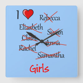 "Ich finde Girls" Quadratische Wanduhr