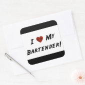 Ich finde meinen Barkeeper toll! Quadratischer Aufkleber (Umschlag)