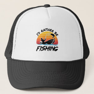 Ich fische lieber Retro-Sonnenuntergang Truckerkappe