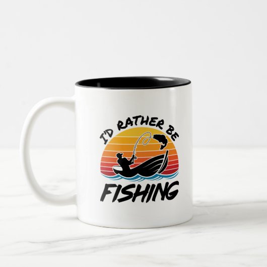 Ich fische lieber Retro-Sonnenuntergang Zweifarbige Tasse (Links)