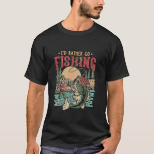 Ich fische lieber Skelett Fisherman Halloween T-Shirt