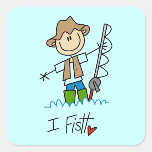 Ich fische quadratischer aufkleber (Vorderseite)