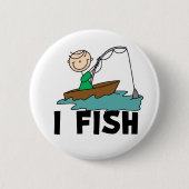Ich fische Strichmännchen-Knopf Button (Vorderseite)