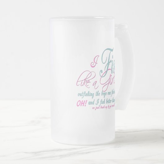 Ich fische wie ein Fanggerät für Mädchen Mattglas Bierglas (VorderseiteRechts)