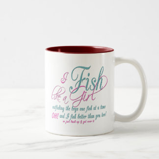 Ich fische wie ein Fanggerät für Mädchen Zweifarbige Tasse